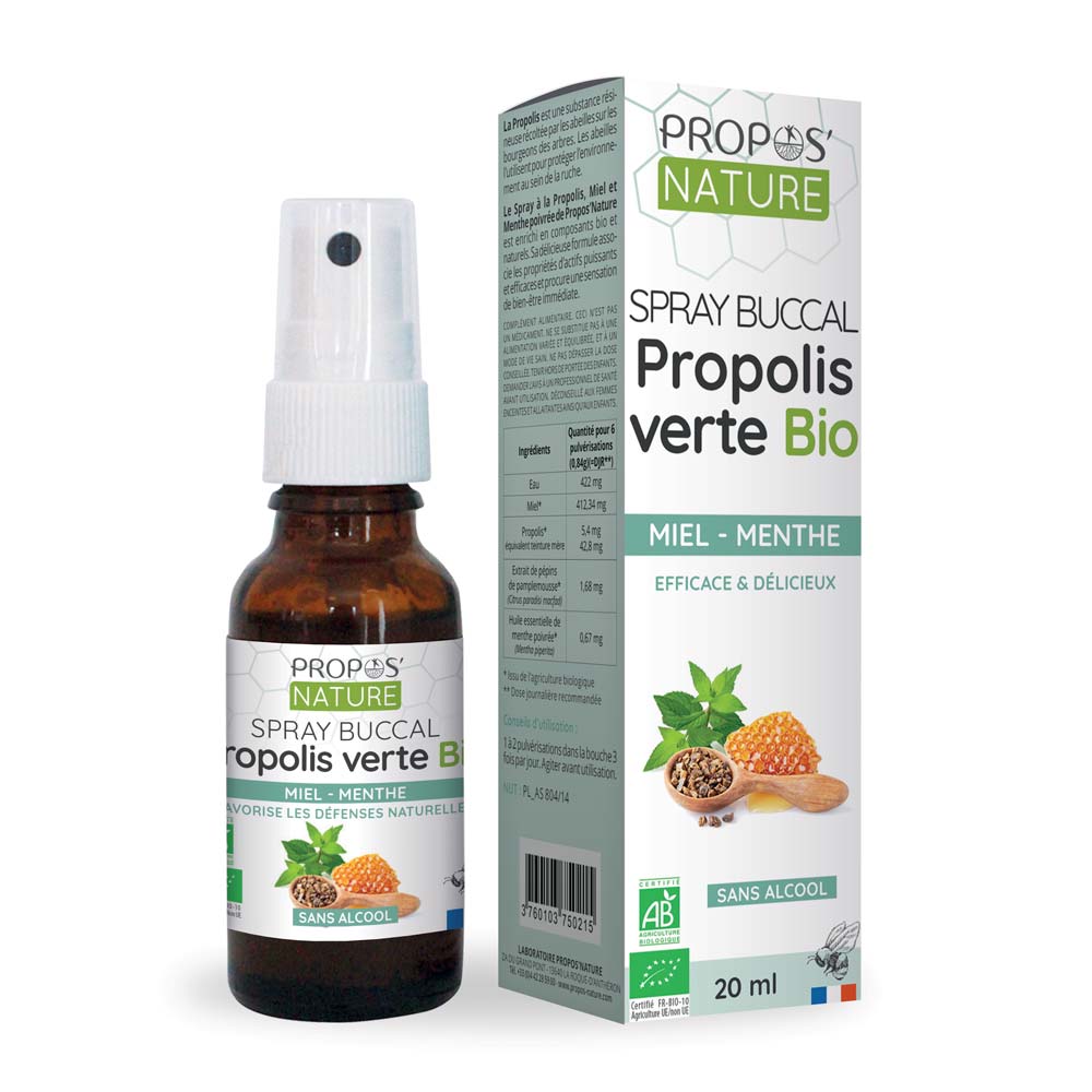 Spray buccal Propolis verte Miel Menthe bio