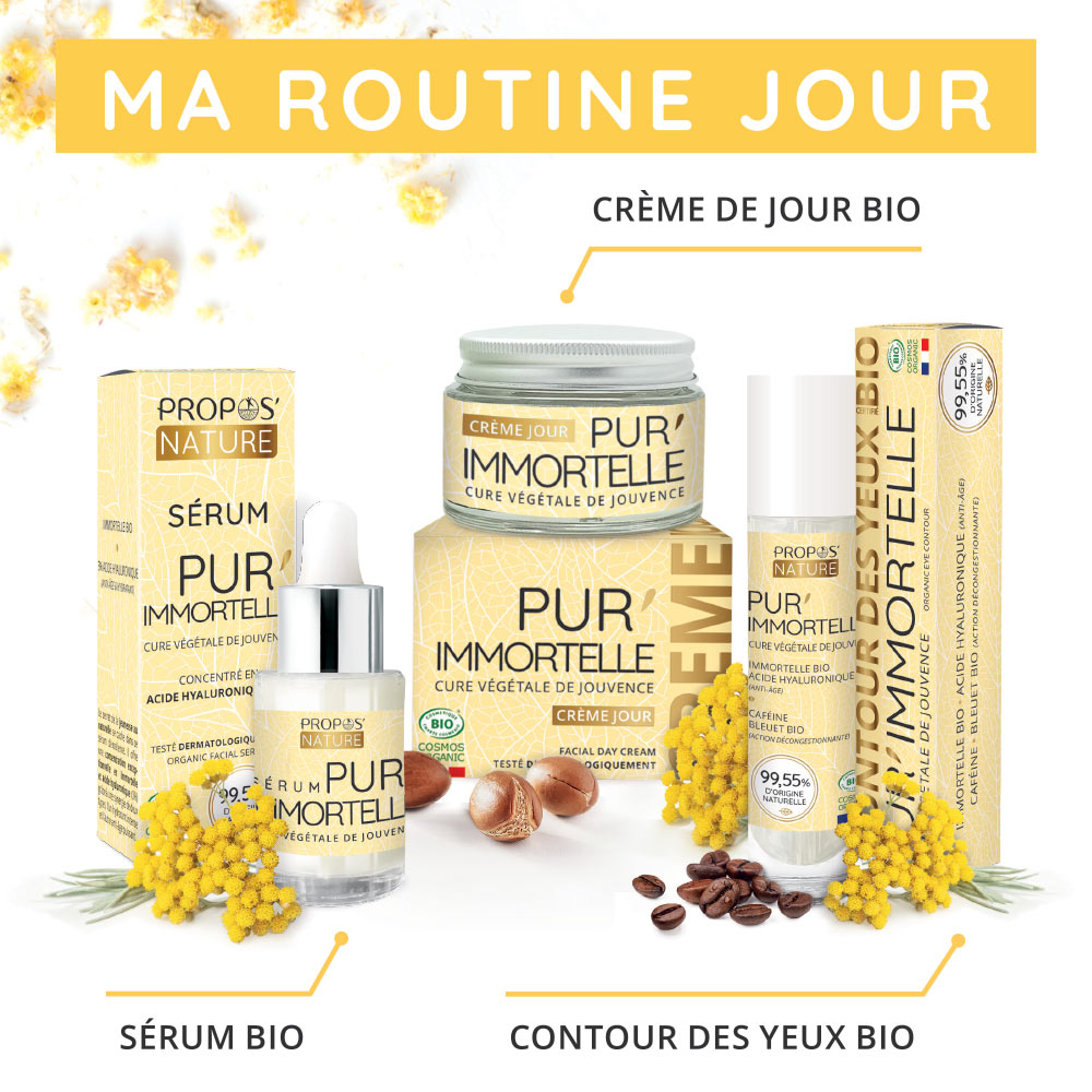 Gamme de soins anti-âge Bio Pur'immortelle - Routine jour