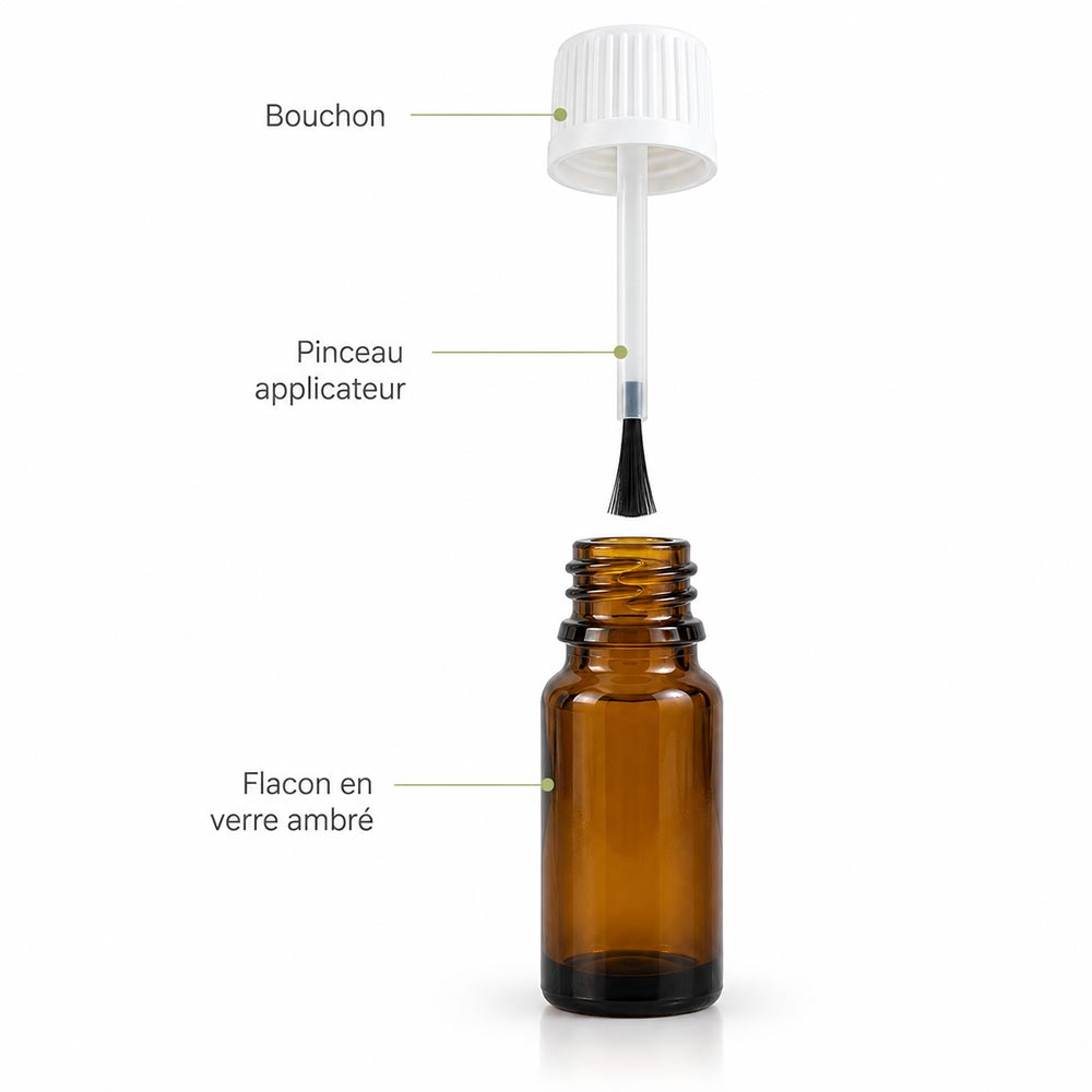 Flacon Estérel en verre avec pinceau applicateur