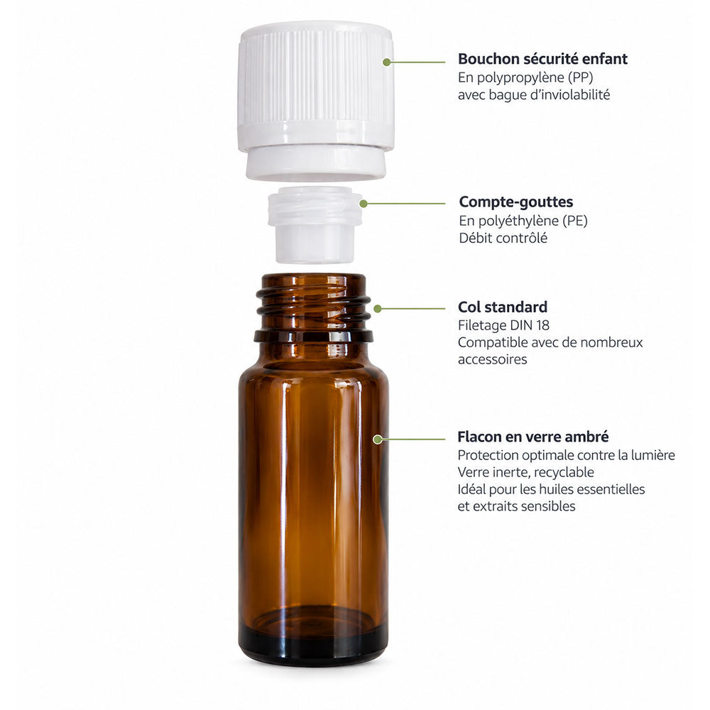Flacon Estérel en verre avec capsule compte goutte